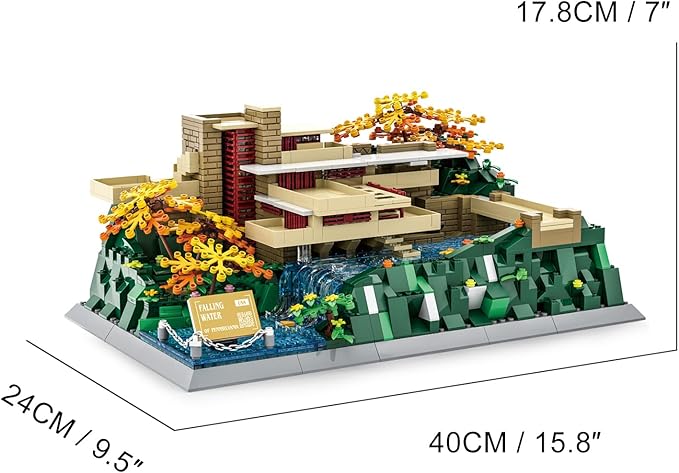 Fallingwater Standard Brick Building Set (1221 Pieces) – Landmark Model Educational Toy Gift for Kids and Adults