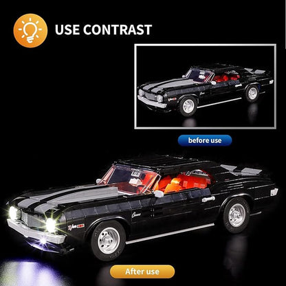 Vaodest LED Light for Lego 10304 Icons Chevrolet Camaro Z28 SetDesign and Configuration Compatible with Model 10304(LED Light Only Not Building Block Kit)