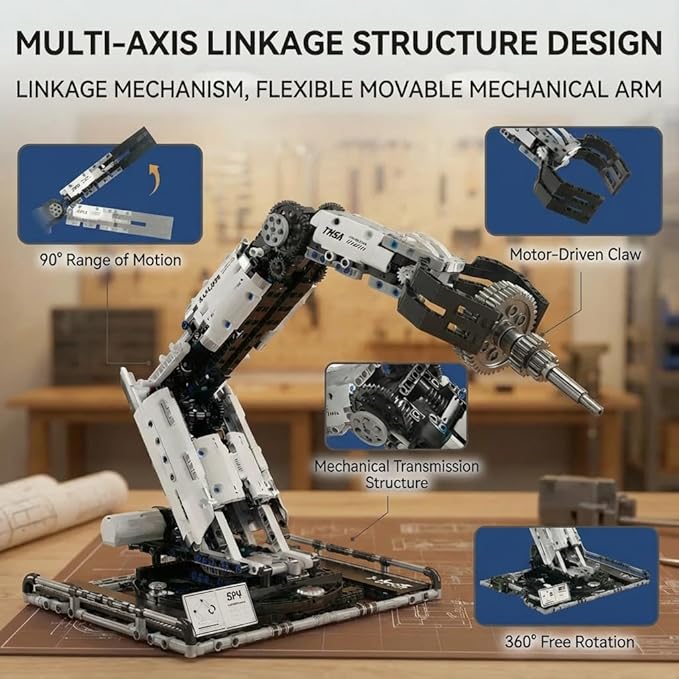 STEM Educational Remote Control Robotic Arm Building Kit Programmable APP Control Robot Toy 8-Directional Movement Engineering Building Set for Kids 8-14 &amp Adult Tech Enthusiasts