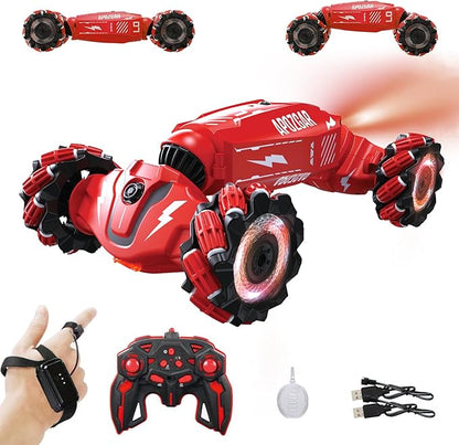 Upgraded Hand Gesture Sensing RC Stunt Car with Lights Music Spray Drift Hand Gesture RC Car 360° Spins All Terrains Hand Controlled Truck Toys for 6 7 8 9 10 Year Old Boys