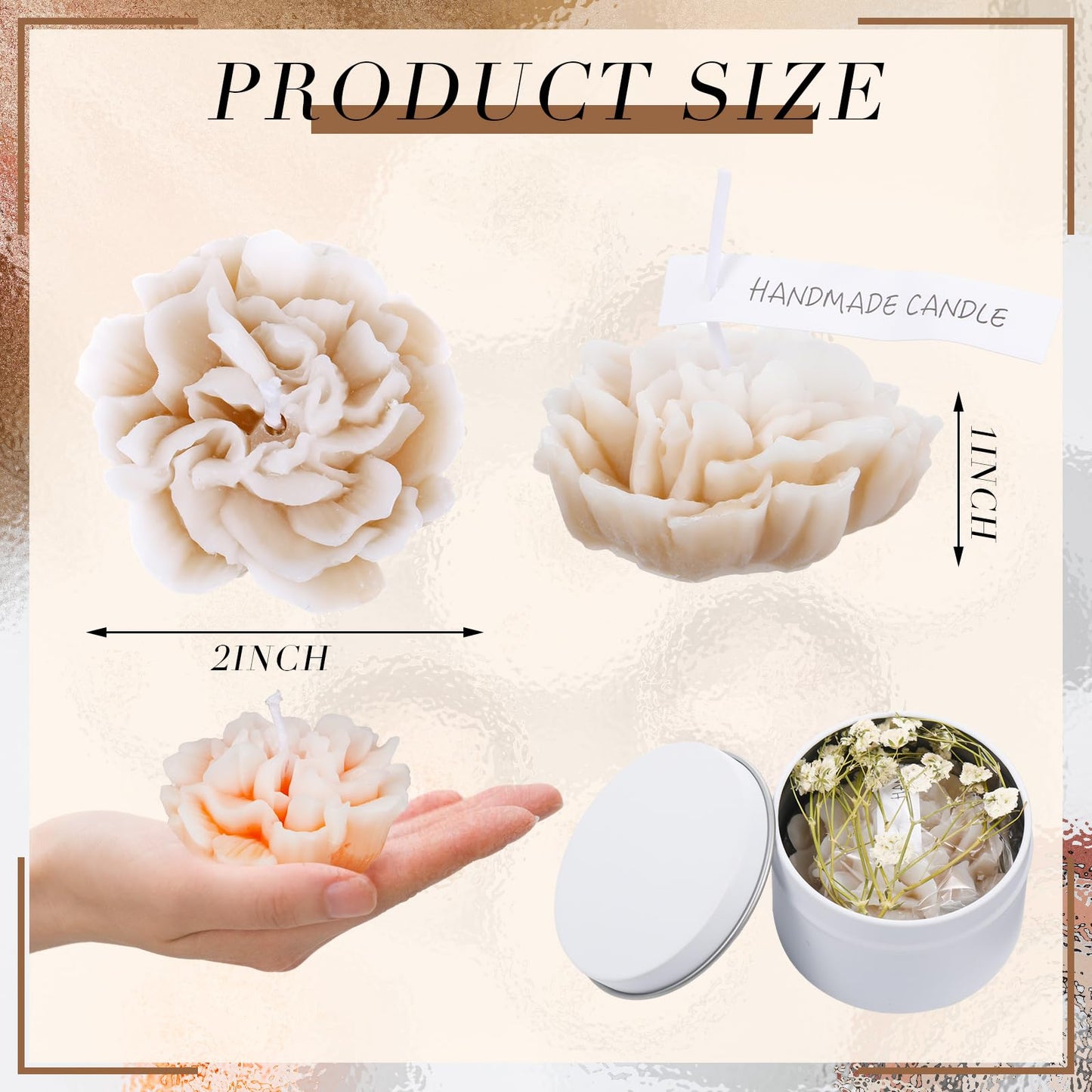 Threlaco 12 Pcs Flower Candles Scented Bridesmaid Gift Set Soy Wax Aromatherapy Candles Bulk for Wedding Bridal Shower Home Guests Women Valentines Mothers Day Anniversaries Favor(Mixed Color)