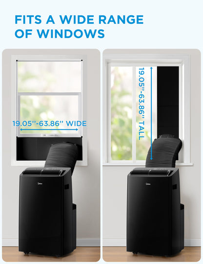 Midea Duo 14,000 BTU (12,000 BTU SACC) High Efficiency Inverter, Ultra Quiet Portable Air Conditioner, Cools up to 550 Sq.Ft., Works with Alexa/Google Assistant, Includes Remote & Window Kit, 2026 New