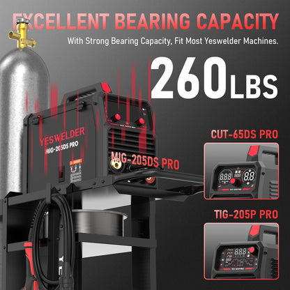 YESWELDER Welding Cart for TIG MIG Welder and Plasma Cutter,Three-Layer Welder Cart,Tank Storage Safety Chains, Heavy Duty Large Storage 360° Rolling Welding Trolley