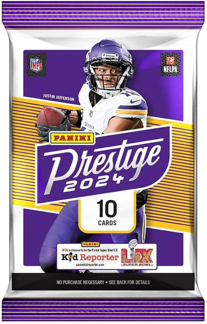 2024 Panini Prestige Football 24-Pack Trading Card Retail Box (24 Packs Per Box 10 Cards Per Pack)