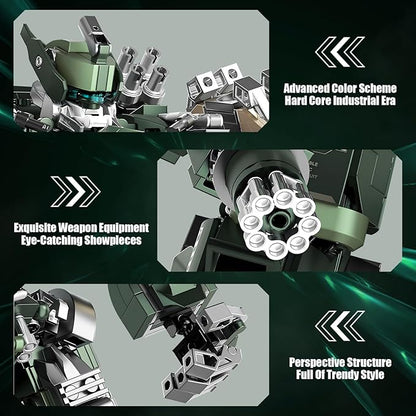 HIGH GODO Mech Building Blocks Set for Adults Motorized Robot Model Building Kit with Multiple Weapons Hard Core Industrial Style Collectible Gifts for Man Teens Ages 14+ (1403 Pieces)