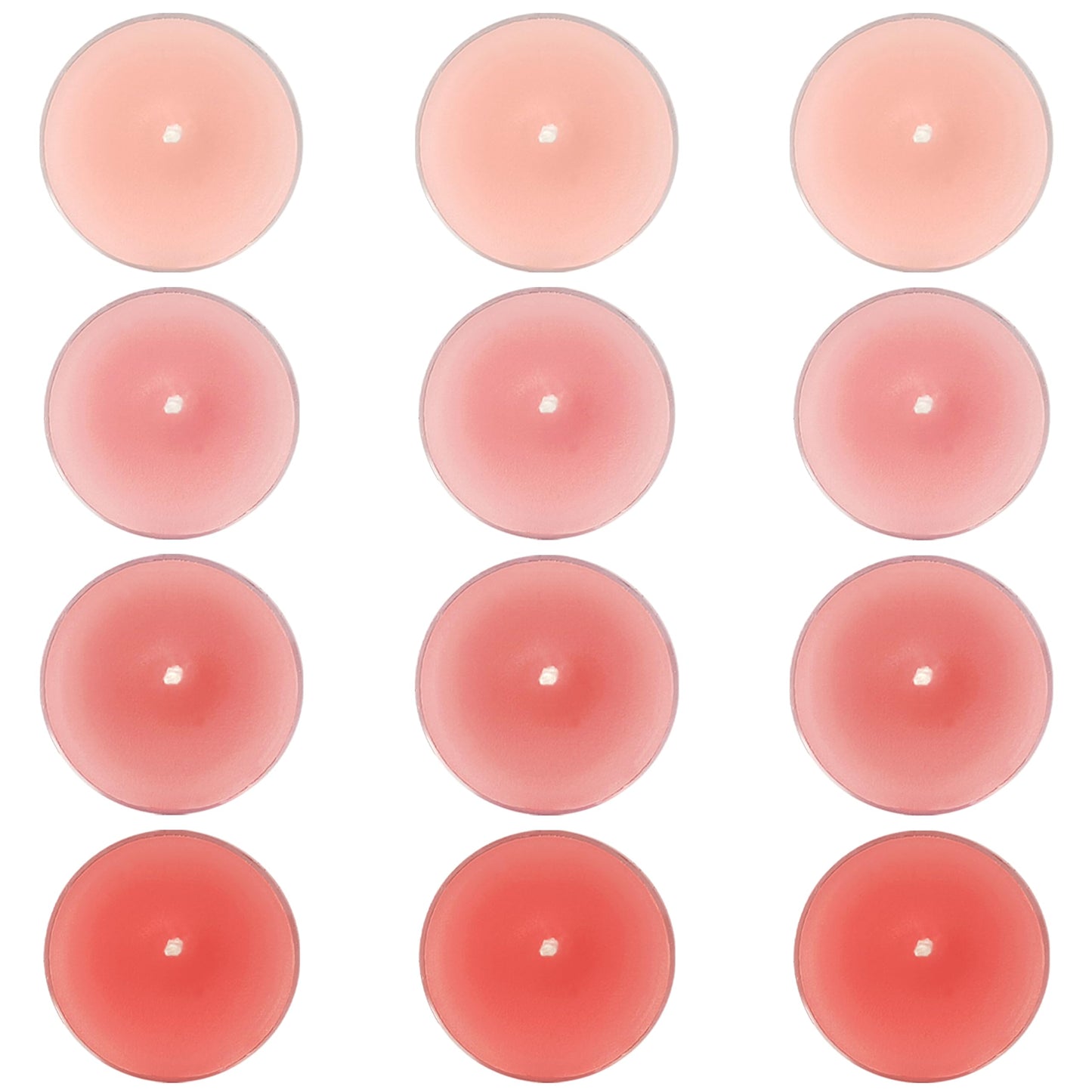 Rose Scented Tea Light Candles 12 Pack Gradient Pink Hand Poured Smokeless 4 Hours Clean Burning Small Round Tealight Candles for Mother's Day Meditation Romantic Dinners Wedding Cozy Evenings