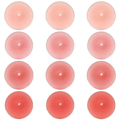 Rose Scented Tea Light Candles 12 Pack Gradient Pink Hand Poured Smokeless 4 Hours Clean Burning Small Round Tealight Candles for Mother's Day Meditation Romantic Dinners Wedding Cozy Evenings