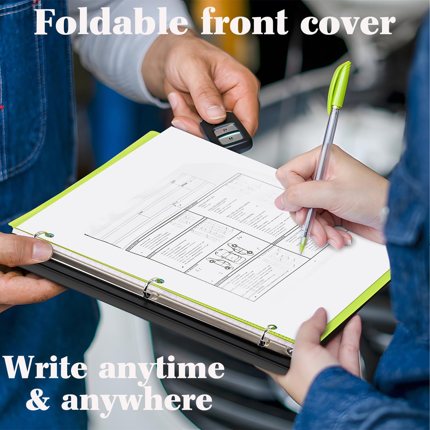 INFUN 1 Inch Telescoping Project Organizer Binder-2PCS,13 Pocket, Customizable Front Cover, 5 Colors Pocket Divider and Plastic Binder Pocket，225 Sheet Capacity-Black