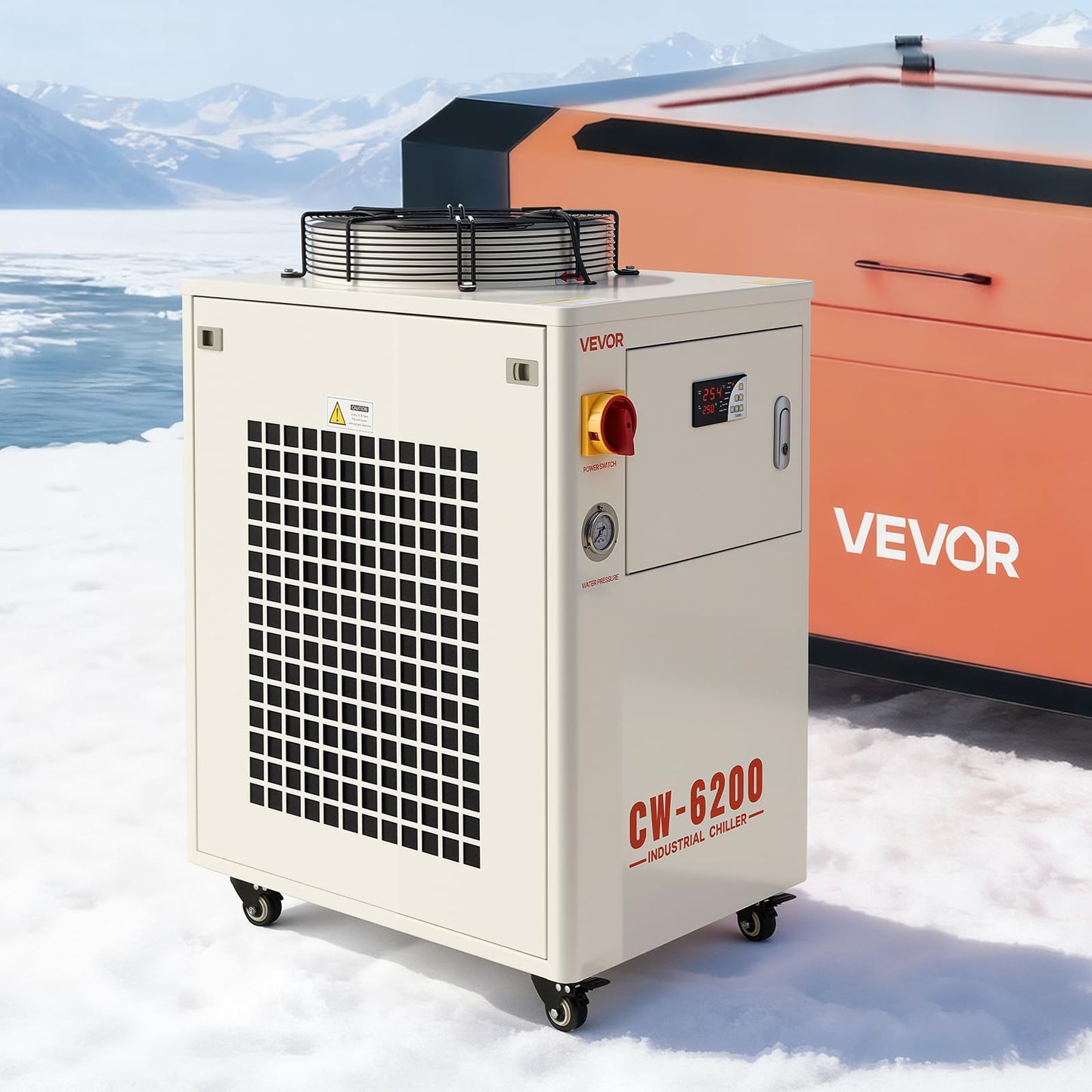 VEVOR Industrial Water Chiller, 17,060 BTU/h, Industrial Water Cooler Cooling System with Compressor, 3.96  Gal Tank Capacity, 18.5 GPM Max Flow Rate, for CO2 Laser Tube Engraving & Cutting Machine