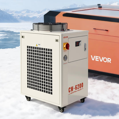 VEVOR Industrial Water Chiller, 17,060 BTU/h, Industrial Water Cooler Cooling System with Compressor, 3.96  Gal Tank Capacity, 18.5 GPM Max Flow Rate, for CO2 Laser Tube Engraving & Cutting Machine