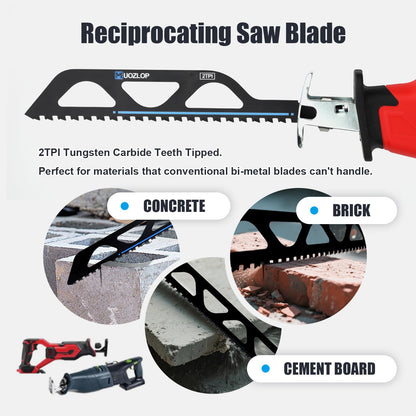 MUOZLOP 12 inch Masonry Reciprocating Saw Blades,2TPI Carbide Blade Strong teeths for Cutting Brick, Cement, Porous Concrete，3 Pack (3, 12 inch)