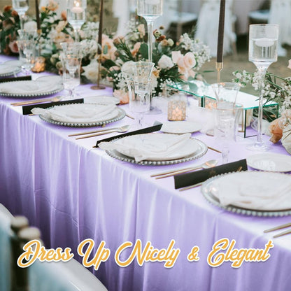 BRILLMAX 8 Pack Lavender Tablecloths 60 x 126 Inch for 8ft Rectangle Tables - 150 GSM Polyester Fabric, 15" Standard Drop, Water, Stain & Wrinkle Resistant Cloth Cover for Wedding Dining Buffet