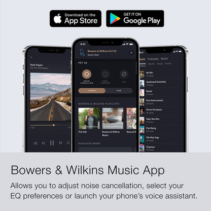 Bowers & Wilkins Px7 S2 Over-Ear Headphones - Advanced Noise Cancellation, Technical Fabrics, 30-Hour Battery Life, 15-Min Quick Charging, Black