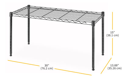 Whitmor 1 Tier Shelving Units, Wire Rack Storage Organizer, 30" L x 14" W x 15" H, Black
