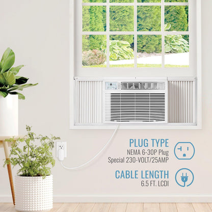 Keystone 23,200 BTU Window Air Conditioner with 16,000 BTU Supplemental Heat and Dehumidifier, 230V, Window AC for Large Rooms up to 1,500 Sq.Ft. with Smart Remote Control