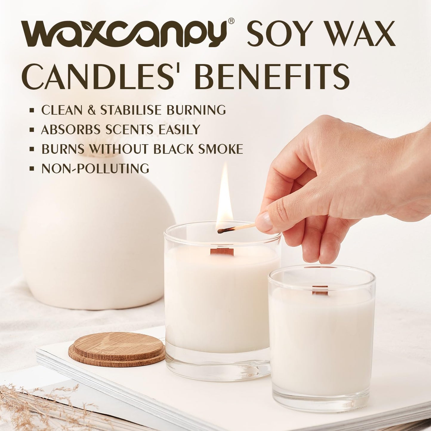 Soy Wax, Waxcanpy Natural Soy Wax for Candle Making, Organic Candle Wax from Farm, No Additives, Harmless and Pure (10lb)