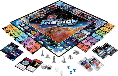 MasterPieces Space Mission Opoly Board Game - Fun Opoly Board Games for Adults &amp Kids - Includes Space Tokens &amp Cards - Ages 8+