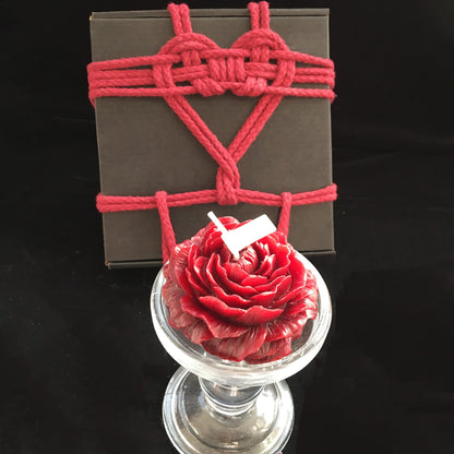 Cooary 4 Pcs Low Temperature Candles Wine Red Red Pink White Peony Flower Shaped Scented Adult Low Heat Body Safe Wax Play