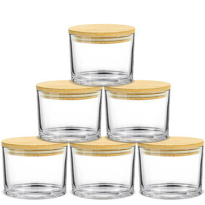 SUPMIND 16 fl. oz Candle Jars 6 Pack - 3 Wick Large Empty Clear Glass Candle Making Vessels with Bamboo Lids, Bulk Candle Jars for Making Candles Containers - Dishwasher Safe