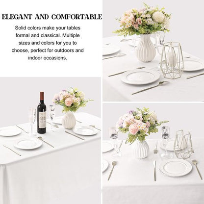 JALANCY 4 Pack Rectangle Tablecloth 60x102 Inch White Washable Polyester Table Cover for Wedding Dining Table Buffet Parties Banquet Decoration（White）