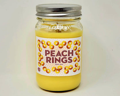 Peach Ring Candle ~ Scented Soy Wax 16oz Mason Jar Candle ~ Made in USA (16oz Peach)