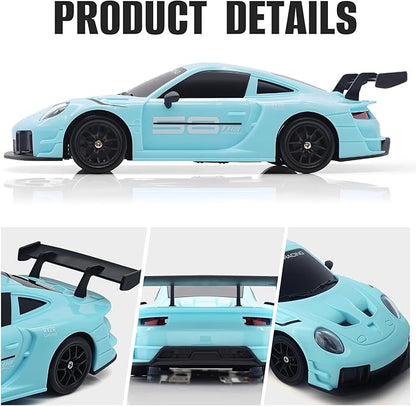 RC Drift Car 1:24 4WD Remote Control Cars Vehicle with LED Light2.4GHz 20KM/H High Speed RC Cars with Two Batteries &amp Drifting Tires Racing Sport Toy for Adults Boys Girls Kids Blue