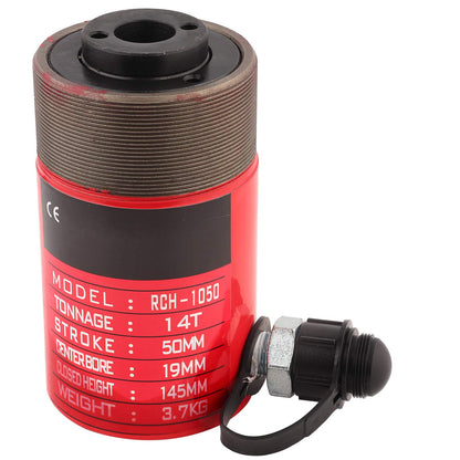 RASTKY Industrial Grade Hydraulic Cylinder 14T with Separate Hollow Hole Plunger for Small Spaces - -1050