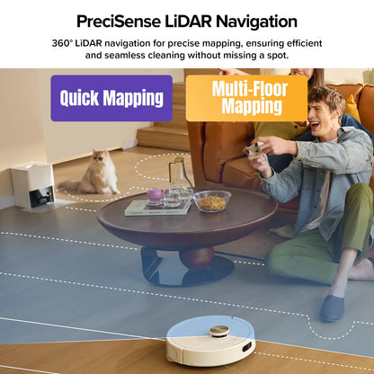 roborock Q7 M5+ Robot Vacuum and Mop, Upgraded from Q5 Max+, Up to 7-9 Weeks Self-Empty, 10000Pa Suction, Dual Anti-Tangle System for Pet Hair & Carpet, PreciSense LiDAR Navigation, App Control, White