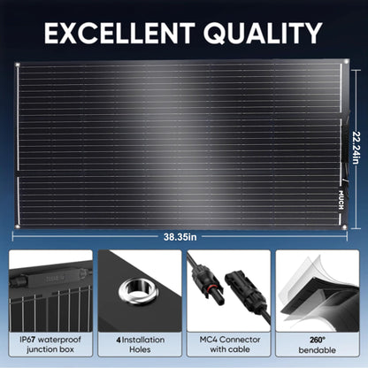 200W Flexible Solar Panel Kit, Lightweight Monocrystalline Ultra-Flexible Bendable Mono Off-Grid Charger with 30A Charge Controlle for 12-24V Battery Charging Car Battery Camping Stuff (2 * 100W)