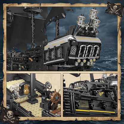 Black Pearl Pirate Ship Model Kit Large Boats Building Set Length 76.3cm with Sailboat Design for Adults Interesting for Enthusiasts 2868pcs