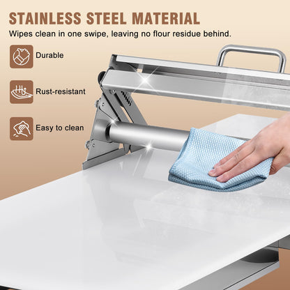 Folding Dough Sheeter 12in Manual Dough Roller Machine Dough Sheeter Machine For Home Thickness Adjustable for Pizza, Croissants, Puff Pastry