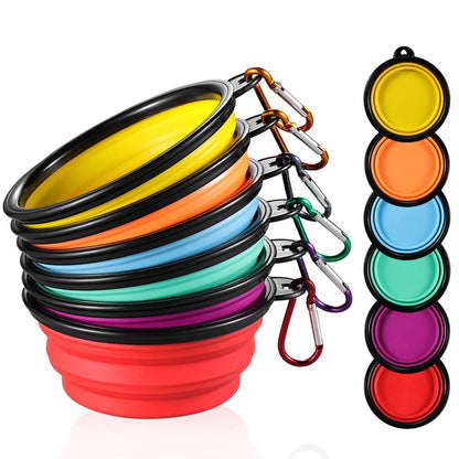 ME.FAN Collapsible Dog Bowl for Travel (12oz), 6 Pack Portable Pet Bowl with Carabiners, Foldable, Expandable