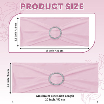 MDS Spandex Chair Sashes - Pack of 50 Elastic Stretch Bows with Buckle Slider | Blush Pink
