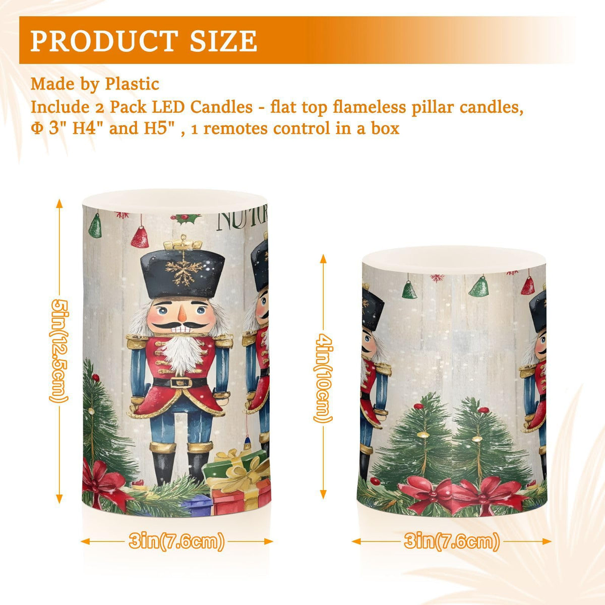 ALAZA Flickering Flameless Candles Christmas Nutcracker Garden Soldier Battery Operated Candles with Remote Timer LED Pillar Votive Candles Set of 2 for Holiday Decor
