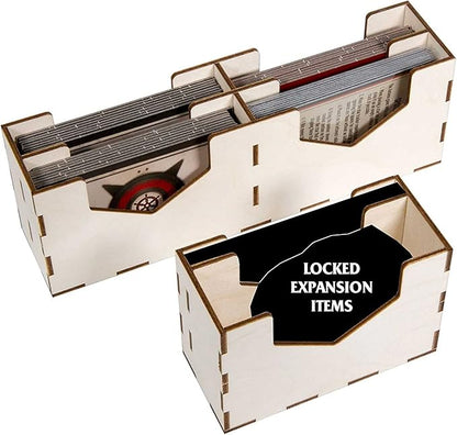 The Broken Token Game Organizer Compatible with Scythe Legendary Expansion - Wooden Game Organizing Box with Multiple Trays