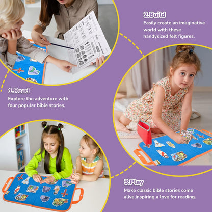 CHEFAN 4 Pack Felt Board Bible Stories Set, Flannel Board Stories, Nativity Flannel Graph Bible Toy for Kids, Include Jesus Resurrection, Ascension and Pentecost, Paul's Conversion, Prophet Isaiah