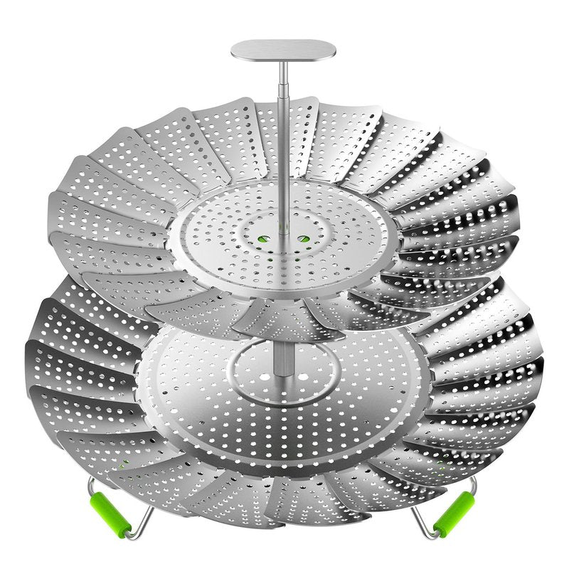 VOGARB Vegetable Steamer Basket for Pot, 2 Layer Separable-Collapsible-Expandable Smooth Edge Stainless Steel for Kitchen and Outdoor Cooking Food