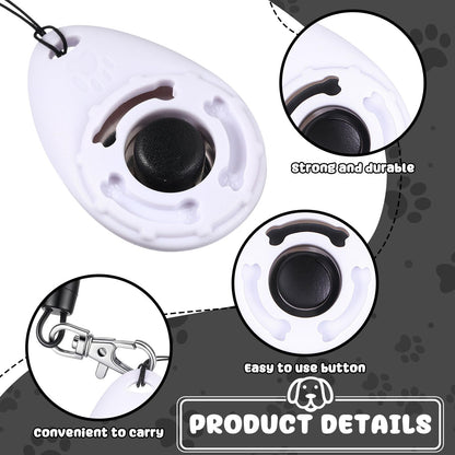 Frienda 18 Pieces Dog Training Clicker, Pet Behavioral Training Clickers with Wrist Strap for Dogs Cats Puppy Birds Horses (White)