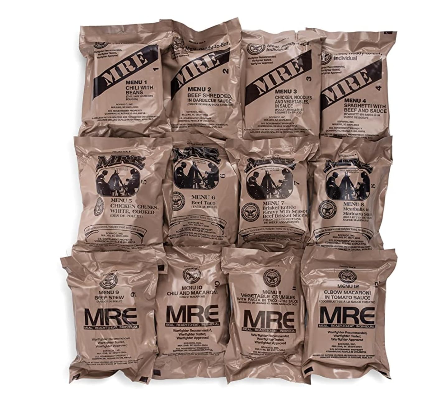 Wornick Sopacko, Ameriqual MRE Meals Ready to Eat Inspection 2024, 2025 or Better, Emergency Food Supply, Survival Camping Outdoor 12 Pack(A & B Case Bundle, 2, Count)