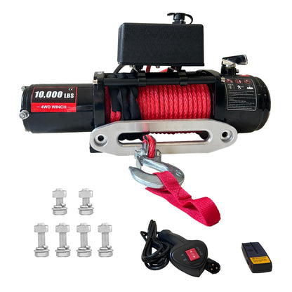 10,000LB Electric Vehicle Winch - 12V Electric Winch with Wireless Remote, 85Ft Synthetic Rope & IP67 Waterproof Design - Heavy Duty Off-Road Winch for Wrangler, UTV, ATV, Trucks