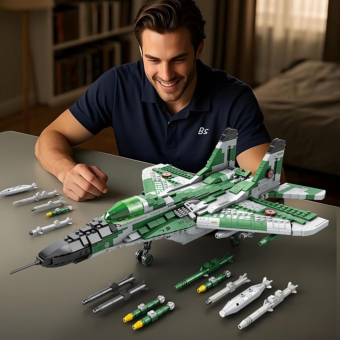 Reobrix Fighter Jet Building Sets for Adults Military Fighter Display Model 33024 Technical Military Plane Collectible Set Toys Gifts for Aviation Fans Boys Girls 14+ (1387 PCS)