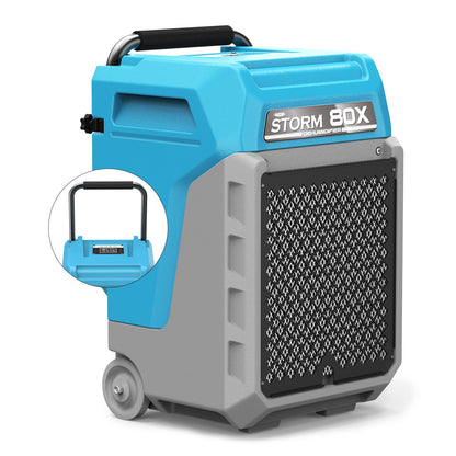 ALORAIR 170 PPD Commercial Dehumidifier with Pump & Drain Hose, LGR Industrial Use, Portable Dehumidifier with Wheels for Water Damage Restore, Carpet Drying, 6-Year Limited Warranty, Storm 80X (Blue)