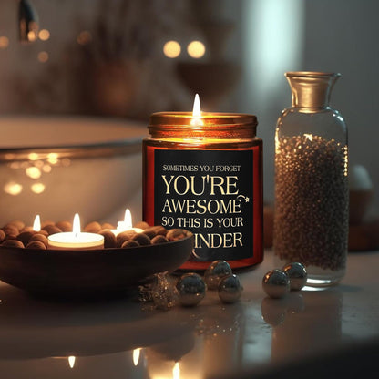 Briojoy Gifts for Women Men - Inspirational Relaxing Stress Relief Candle - Friendship, Birthday Gift for Her Sister Wife Girlfriend Best Friend Coworker - You're Awesome Natural Soy Candle for Home