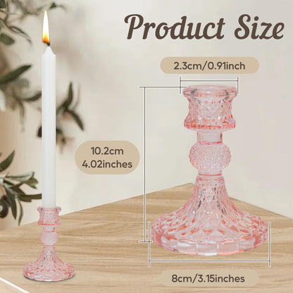 Glass Candlestick Holder Taper and Candle Holder Desktop Decoration for Wedding Dinning Party-3 pcs