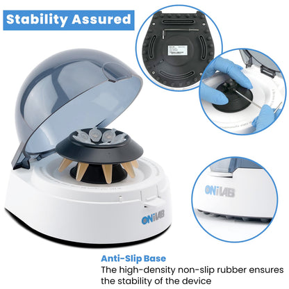ONiLAB's Scientific Mini Centrifuge 7000RPM, 2680 x g RCF, Lab Benchtop Centrifuge with 2 Rotors for 8 x 0.2/0.5/1.5/2.0ml and 0.2mL×32 PCR Strips, Low Noise≤45dB, 100-240V((ONLY for MICROTUBES)