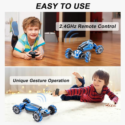 Gesture Sensing RC Stunt Car 2.4GHz 4WD Remote Control Gesture Sensor Toy CarsDrift Remote Control Car with 360° Flips Lights &amp Music for Boys Girls Ages 5-12