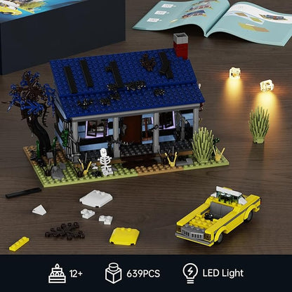 Evil House Building Set Deadly Darkness House Compatible with Lego Halloween Horror House with Movable Car Haunted House Toy Model Collectible Gift for Boys and Movie Fans (639 Pcs)