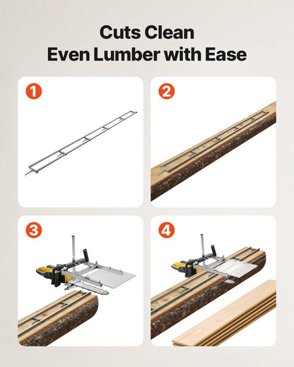 VEVOR Rail Mill Guide System, 15 ft 6 Crossbar Chainsaw Mill Kits, Aluminum Saw Milling Rails System Works with Chainsaw, 4 Wedges, Adjustable Rail Milling Guide Kit for Builders Woodworkers