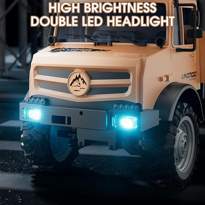 RC Military Truck 1:16 Scale Remote Control Car with Camera All Terrain RC Rock Crawler Off-Road RC Truck 2.4GHz Army Transport Vehicle with 2 Rechargeable Batteries for Adults Beige
