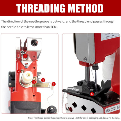 Battery Bag Sewing Closing Machine Cordless Portable Bag Closer Stitcher Packing Machine for Burlap Sack, Canvas,Feed Sacks,Rice Bags, PP Woven Kraft Paper Bag SDRTOP